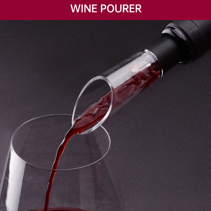 automatic electric wine bottle opener set by featuring a battery operated corkscrew a stopper foil cutter wine pourer and storage base parties and suitable for home kitchen and restaurant use Product details 7