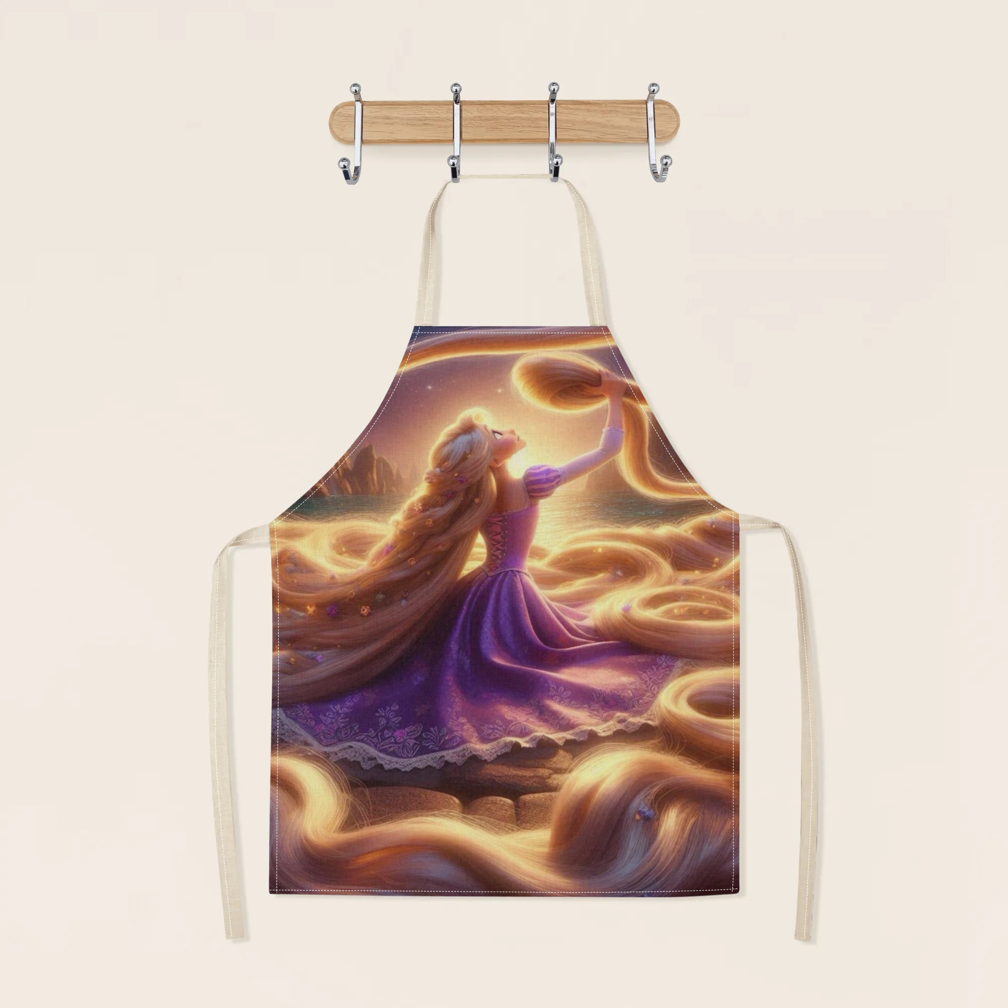 disney  -themed waterproof apron - elegant & chic, polyester with fairy tale print, ideal for hotels, restaurants, supermarkets, fruit shops, milk tea stands, and home use details 2