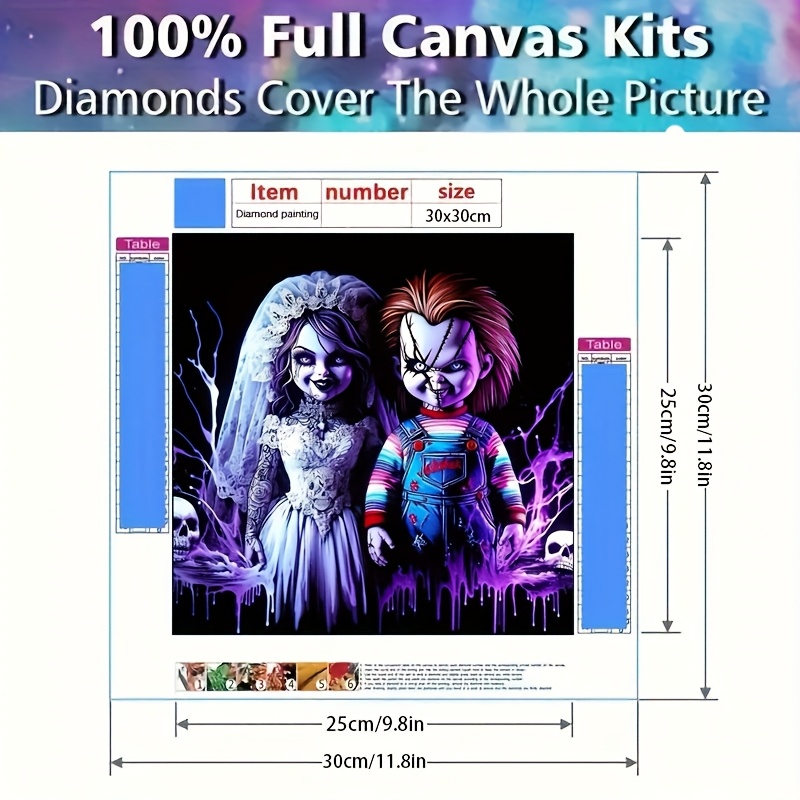 1pc 5d frameless diamond painting kit horror character acrylic   round   frameless canvas craft halloween christmas holiday gift suitable for beginners and enthusiasts home decor gift
