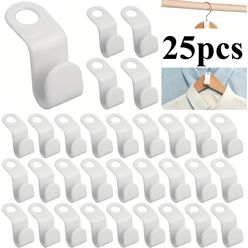 25pcs Gravity Wardrobe Organizer System - Clothes Hanger Connector Dual-use Wall/cabinet Door Organizer, Weighted And Sturdy Plastic Hooks, Space Clothing Management Set