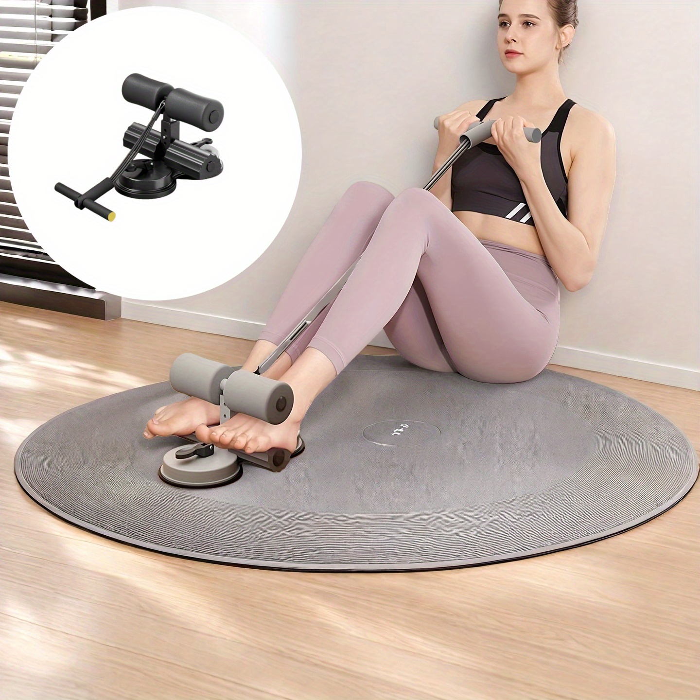 Stainless Steel Sit-Up Assistant Bar with Double Suction Cups - Adjustable 3-Level Height, Home Gym Fitness Equipment for Core Workouts, Ramadan & Christmas Gift, Uncharged, Single Pack, Leg Exerciser | Modern Bar Design | Durable Iron Construction