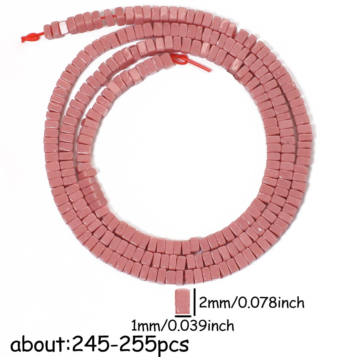 TEMU 245-255pcs 1×2mm Natural Stone Beads & Beads Assortment, Pink Jasper Cube Loose Spacer Beads For Charm Making Bracelet Necklace Accessories,