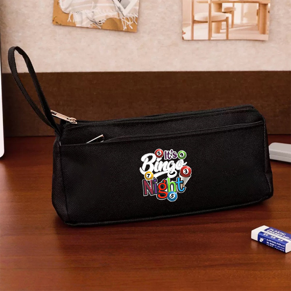 TEMU Trousse à crayons et organisateur de bureau 1 pièce Bingo Night à fermeture éclair - Porte-crayons pliable de style adapté pour , les , sac de