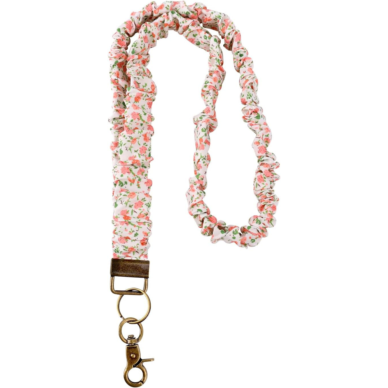 Image of Cute Neck Stretchy Teacher Nurse Lanyard | Holder For Women Ladies, Floral Pattern, Polyester Fiber