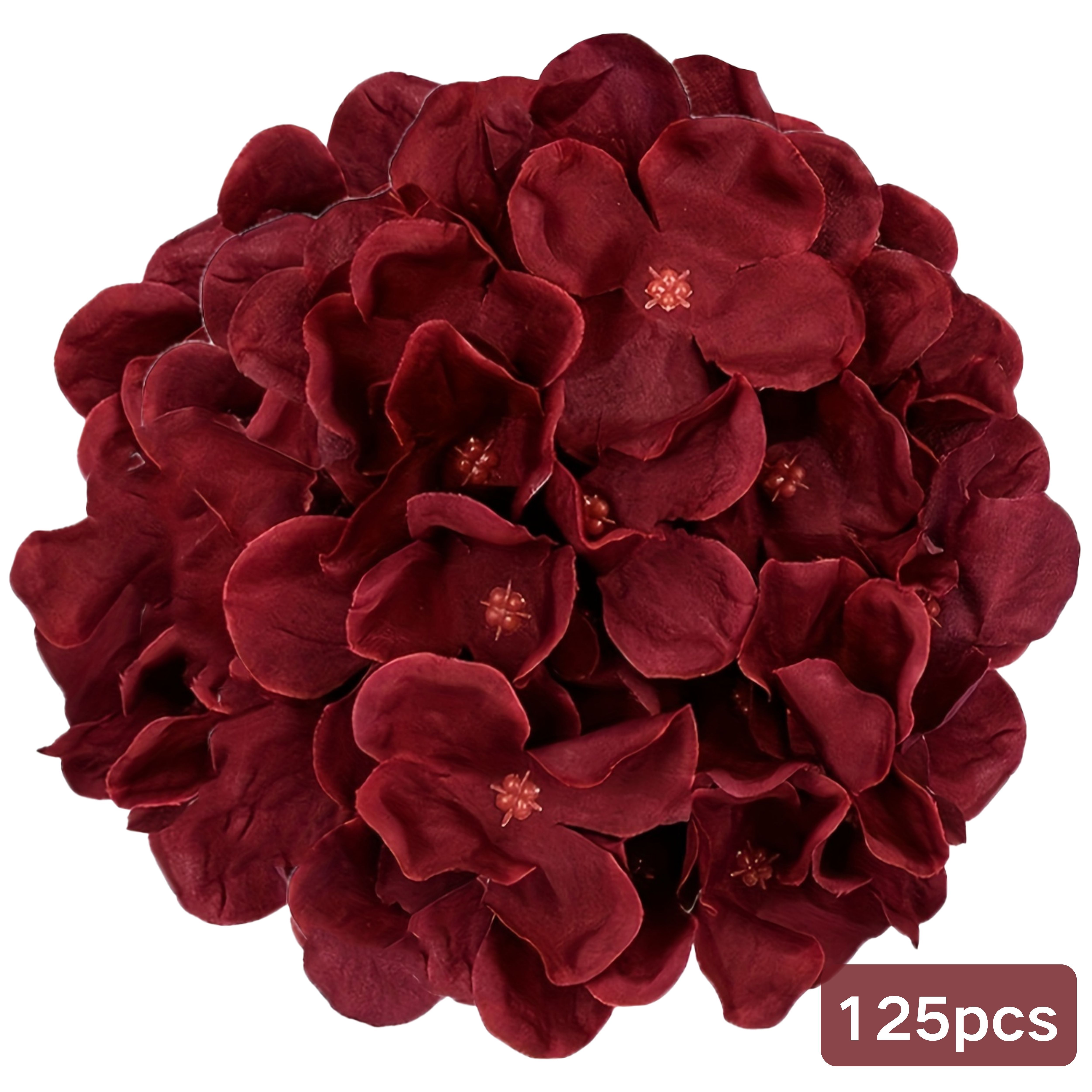 TEMU Artificial Flowers 125pcs Burgundy Hydrangea Flowers Outdoor Decoration Flowers Simulated Hydrangea Wedding Flowers Hydrangea Head Wedding Floor
