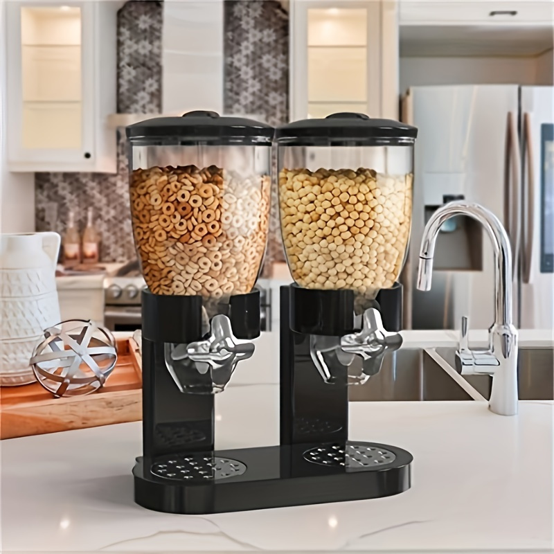 

1pc Double Bucket Cereal Dispenser, Pp Material Rotary Grain And Candy Storage Organizer, Uncharged Snack Server For Pantry, Suitable For Cereal, Nuts, Oatmeal, Pet Food