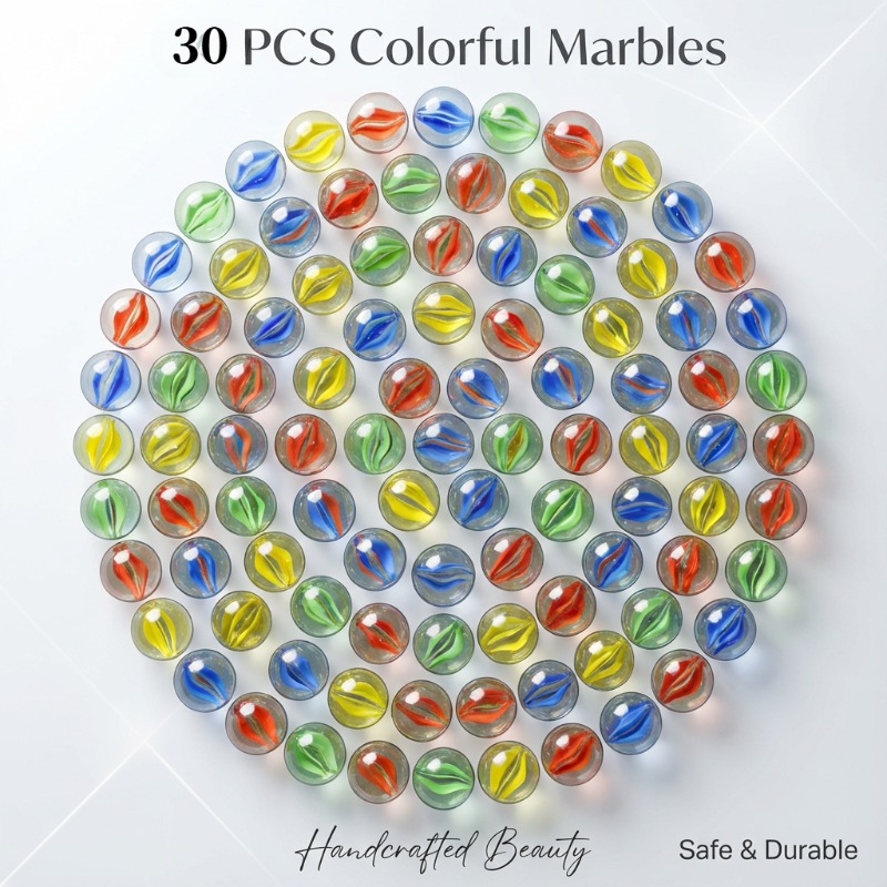 Image of Random Colors 30pcs Of Glass Marbles With Flowers. Marbles. Decorative Marbles. Suitable For Party Gifts, Event Small Gifts, Vase Decorations, Fish Tank Ornaments, And Tabletop Games