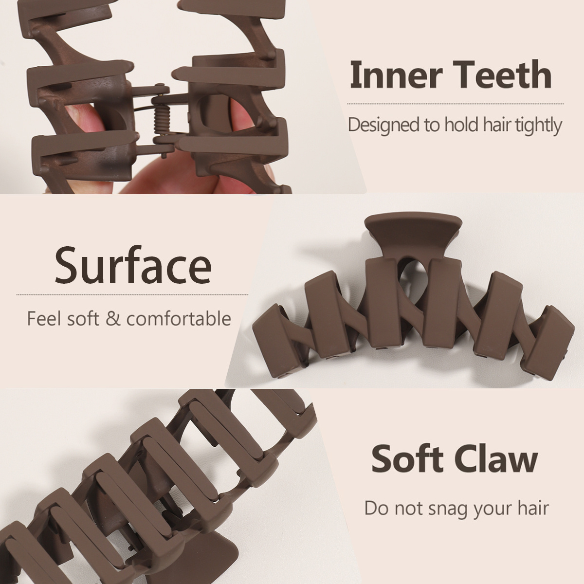 4pcs Matte Rectangle and Butterfly Claw Clips Set