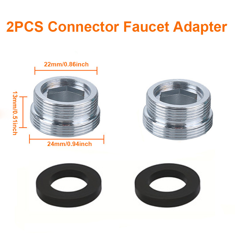 TEMU 2pcs Connector Faucet Adapter M24 To M22, M22 To M16, M22 To M18, M22 To M20 Faucet Joint Kitchen Bathroom Water Tap Adapter Faucet Joint