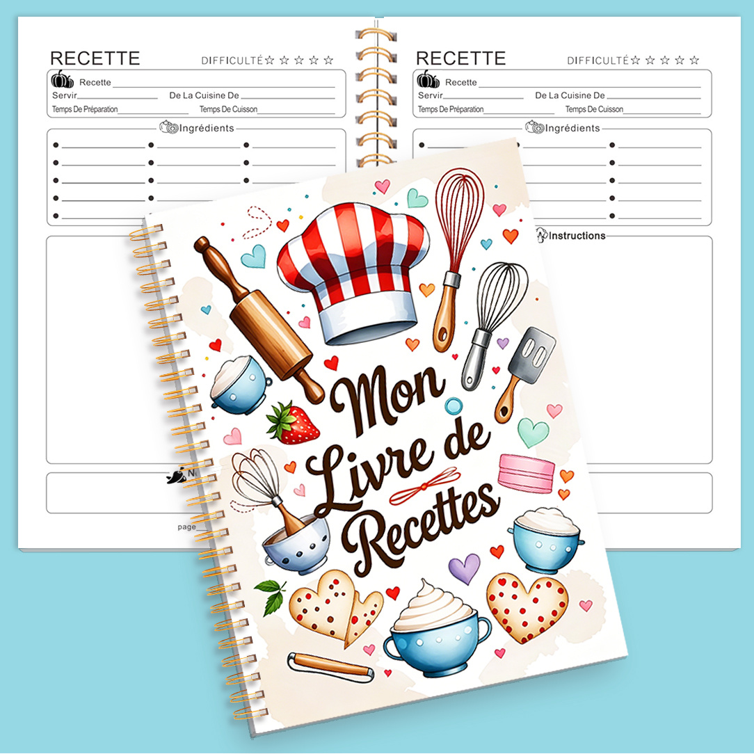 TEMU 1pc, 1pc Composition Notebook French Version, With Colorful Baking Tools Illustrations, Suitable For Baking Records, Beginner Cooking Lessons,