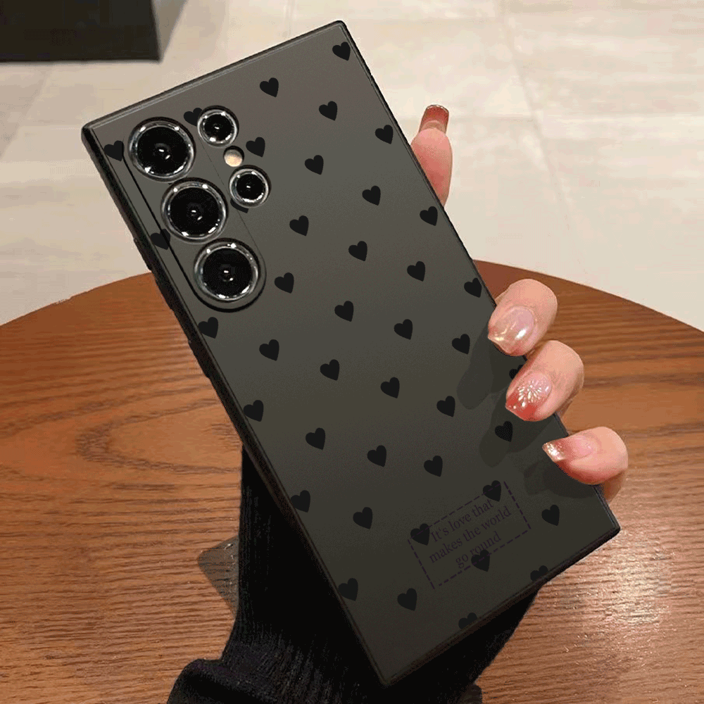 TEMU Чохол для телефону: Багато маленьких чорних сердець для for Samsung for Galaxy S25/S24 Ultra/S23/S22/S21/A55 A54 A35 A15 Note 20 10 5G - Проти