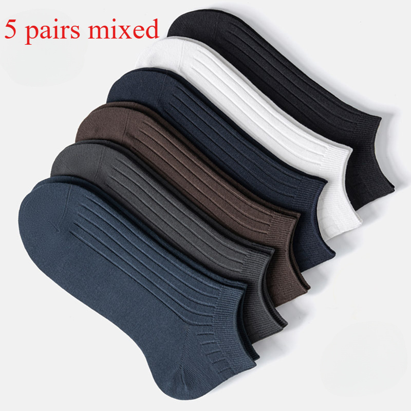 TEMU 5-pack Men's Summer Socks, Breathable Moisture-wicking Thin Crew Socks, Black Socks