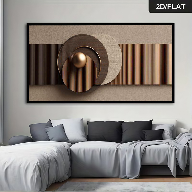 TEMU 2d Flat, 1pc Large Modern Abstract Canvas Painting - Oversized Horizontal Frameless Minimalist Wall Art, Horizontal Suitable For Living Room,