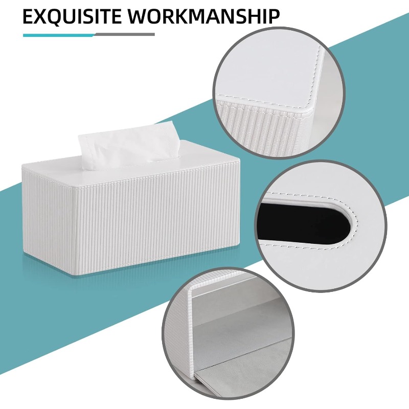 pu leather tissue box cover rectangle with magnetic closure modern tissue box holder for bathroom nightstands livingroom decorative tissue holder for 120   160(2ply) tissue box (white), tissue holder bathroom, decorative tissue box holder, tissue box holder vintage Product details 4