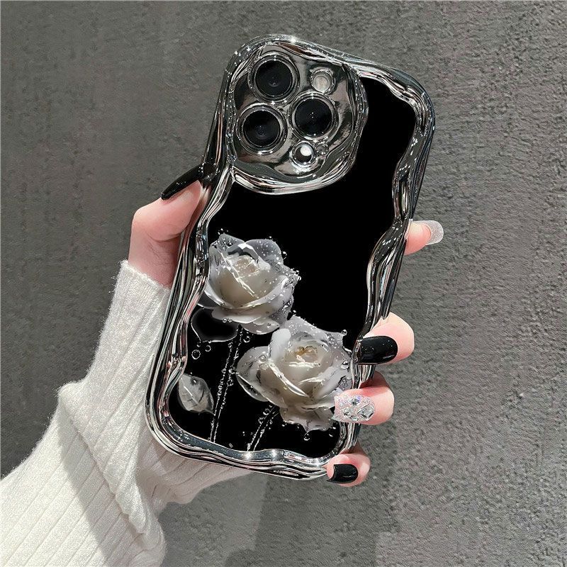 Image of Phone Case: Tpu Design Electroplated Cream Wave Phone Case, Prevent , Breathable Heat & Dust Resistant, Suitable For Iphone 11, 12, 13, 14, 15, 16 Plus Pro Xsmax X/ Xs Ddnyblk