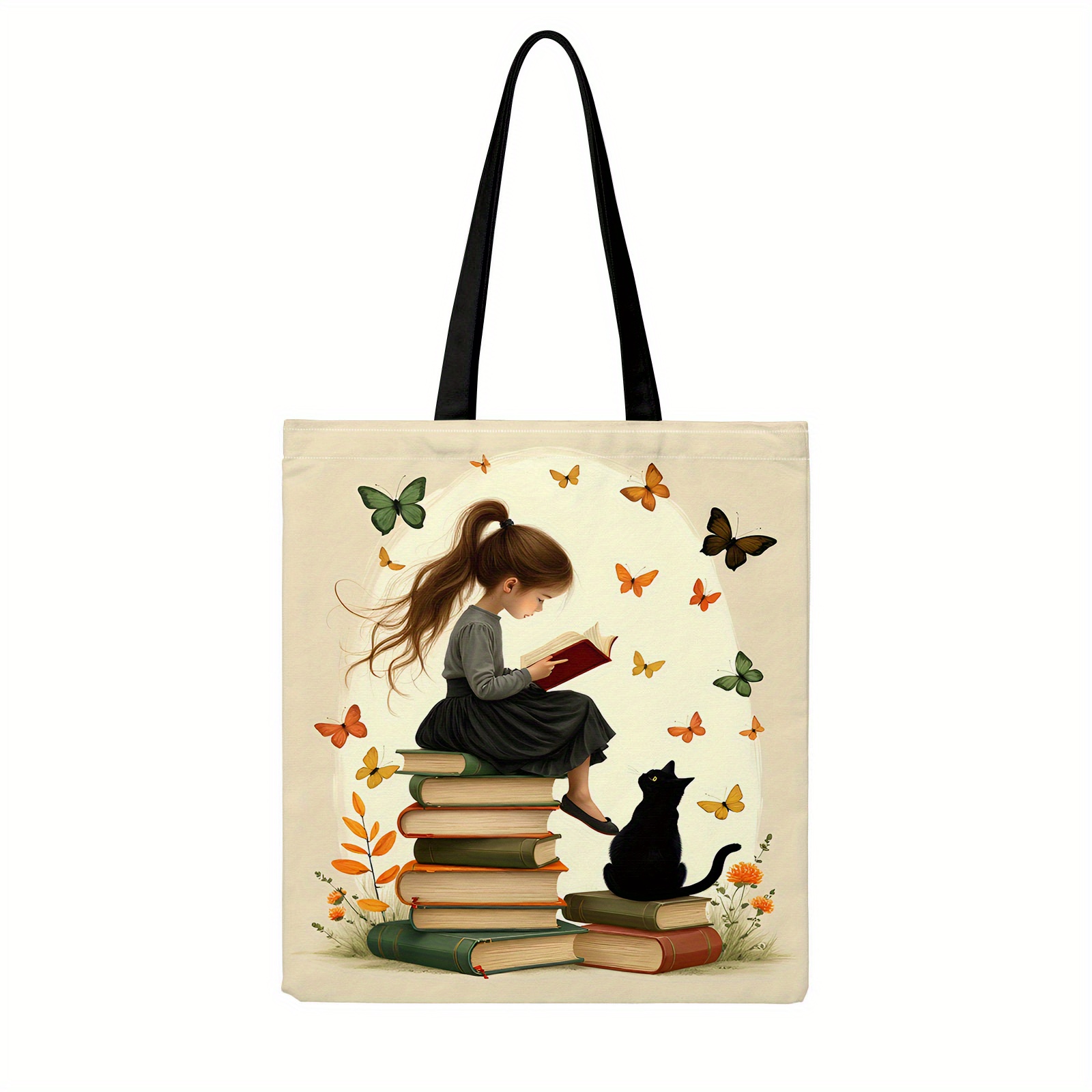 TEMU Bolso tote grande para mujer con temática de libros y estampado de libro y - , adecuado para biblioteca, libro, bolso de casual, bolsa