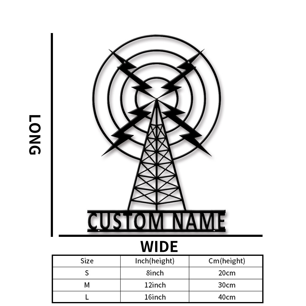 TEMU 1pc Personalized Radio Tower Metal Sign Custom Call Sign Amateur Decor Wall Art For Home Office For Man Cave Gift