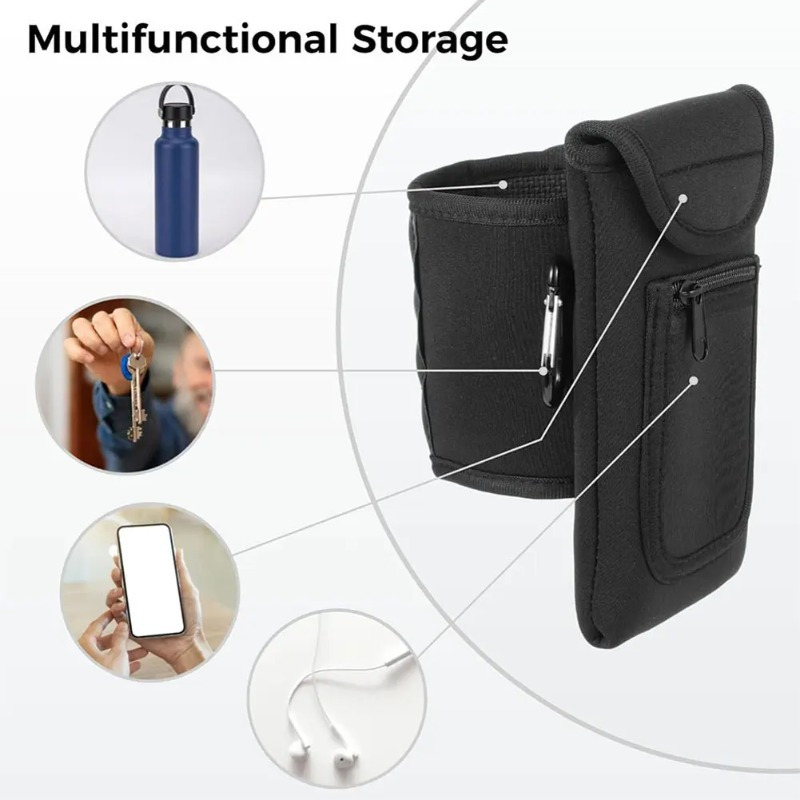 Magnetic Water Bottle Sleeve Pouch Magnetic Water Bottle Holder Multi Purpose Magnetic Bag for Gym Office & Travel Smartphones, Keys, Cards - Hands-Free Workout Mount for Treadmills, Benches, Equipment - Essential Fitness Storage Pouch