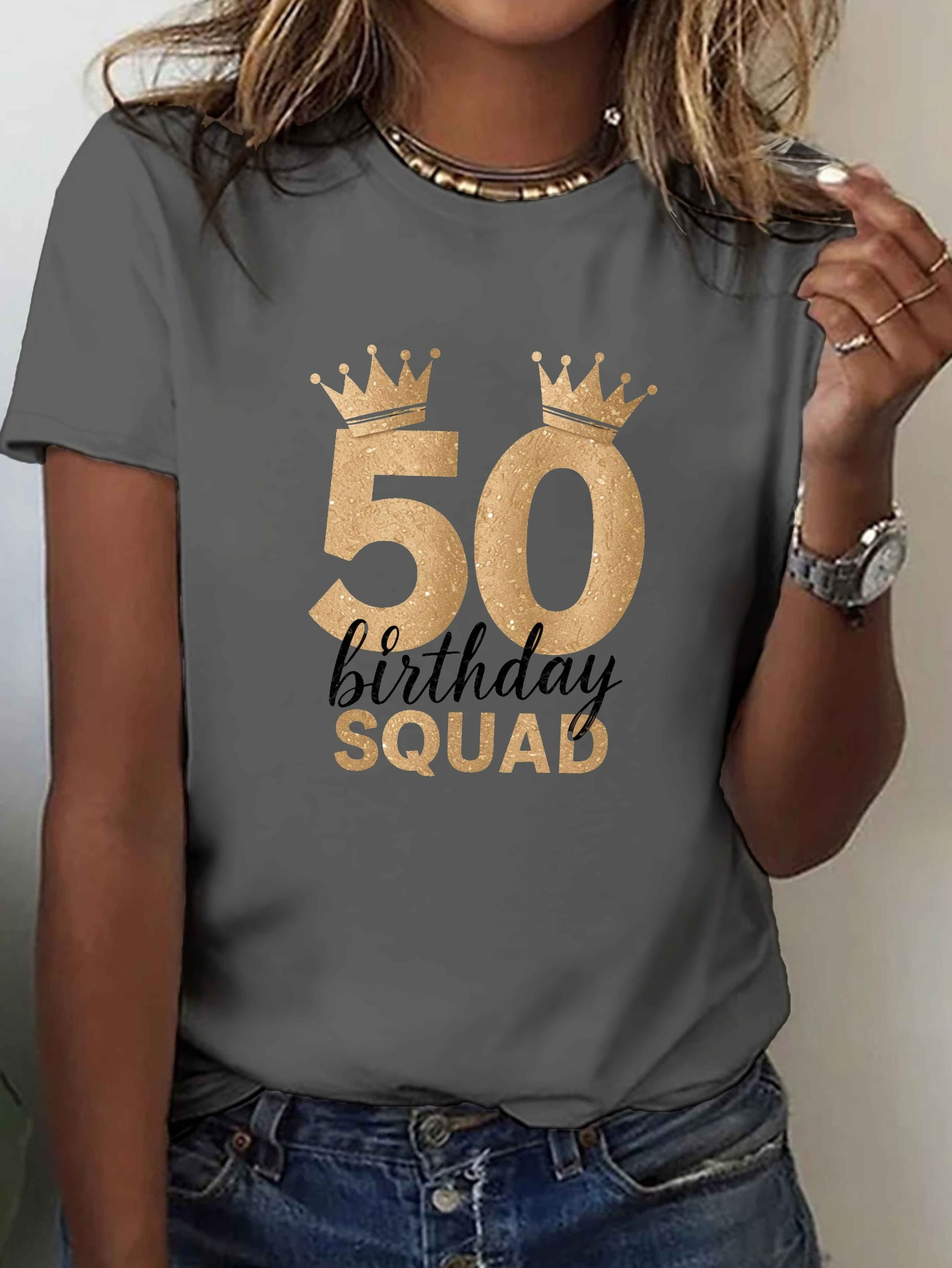 maglietta squad compleanno 50 anni donna corona Temu Italy