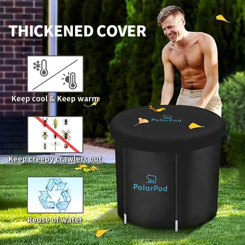 XL Oversized Portable Ice Bath Tub with Lid - Collapsible Cold Water Relax Bathtub Suitable for Athletes' Post, Soreness, & Gym Use - Plastic Ice Bath Spa