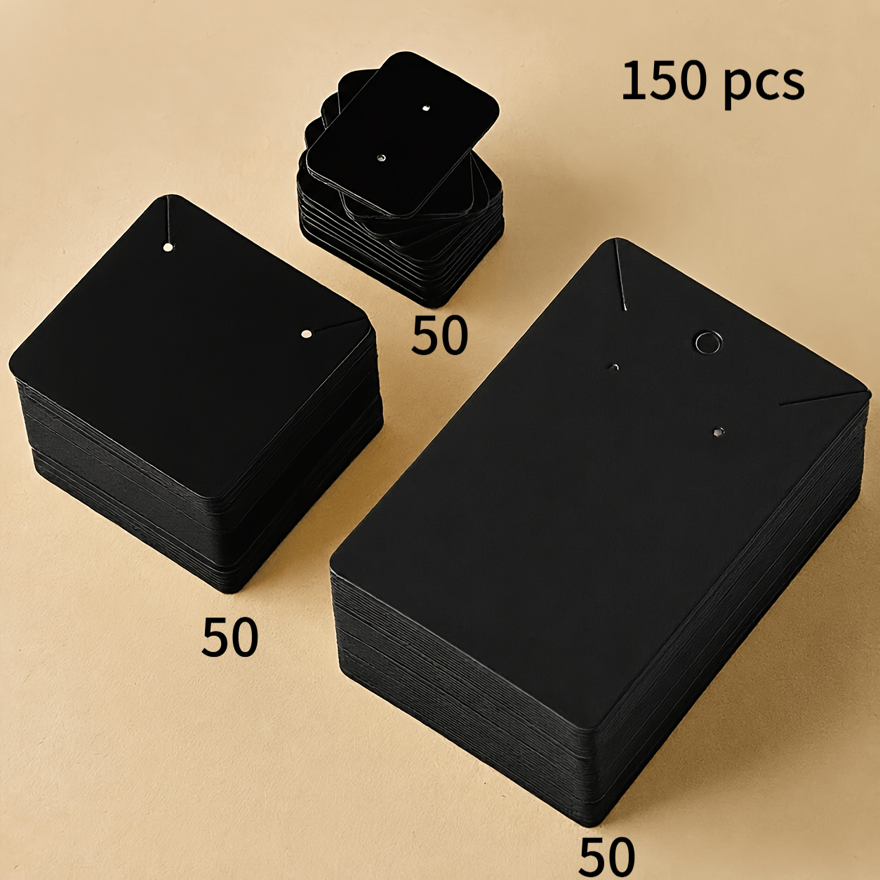 TEMU 150pcs(white/brown/black) Jewelry Cards For Displaying Necklaces And Earrings, Bracelet Card Holders, Various Sizes Of Blank Paper Tags Suitable