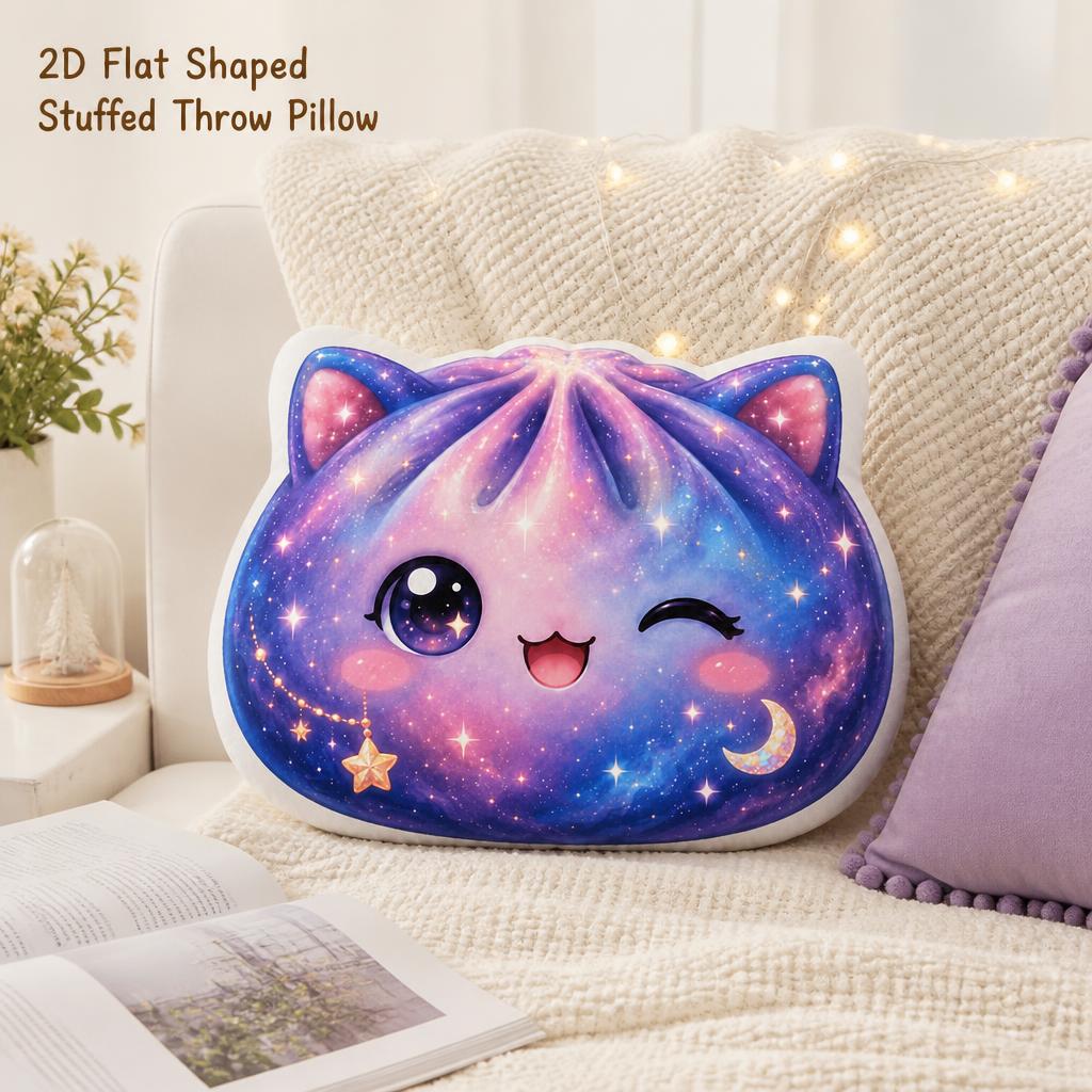 TEMU Cat Ear Dumpling, Kawaii 2d Flat Printing Shaped Stuffed Throw Pillow, Sofa Bedroom Living Room Decor For Office And Car, Throw Pillow Gift, 2d