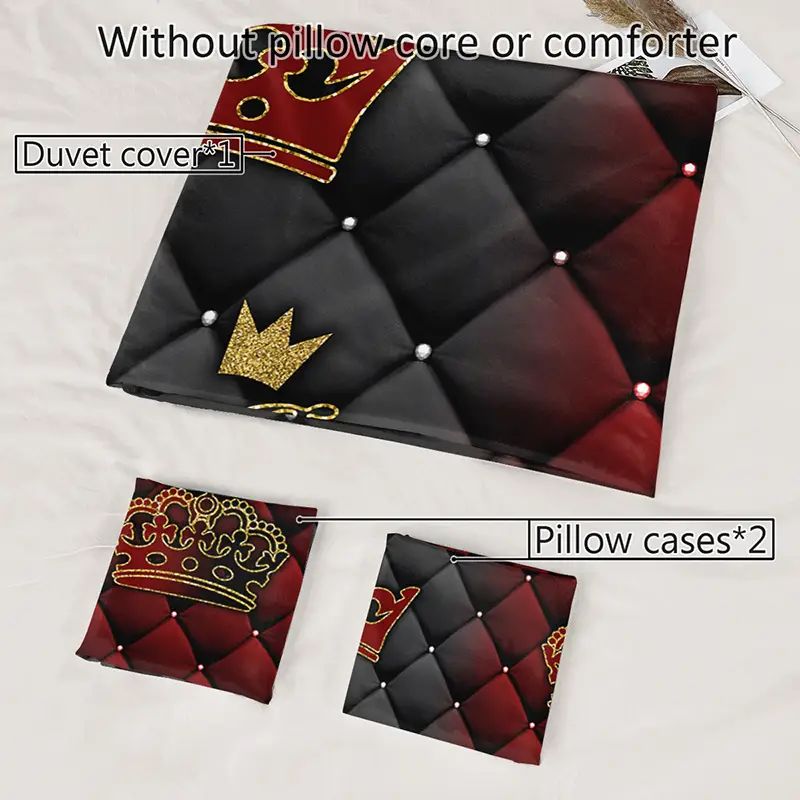 2 3pcs luxury dark red bedding set 1 fitted sheet 1 2 pillowcases excluding pillows high definition print for home dorm use Product details 8