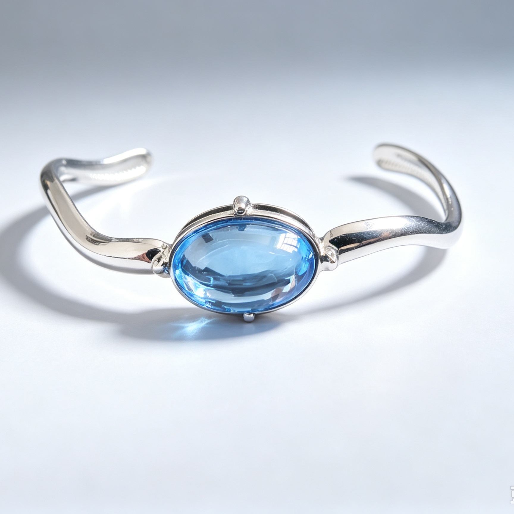 TEMU Pulsera Brazalete Azul para Mujer, Pulsera Tobillera de en Tono Plateado, Elegante Regalo de Joyería de Moda para Ella