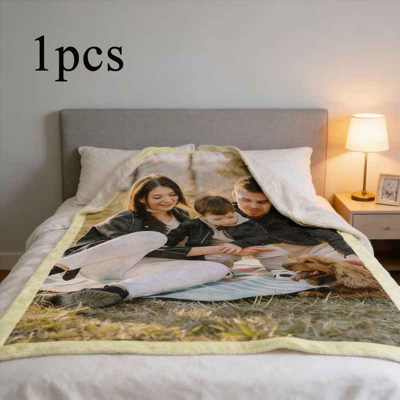 TEMU Couverture en flanelle 1 pièce avec photo personnalisée, couverture photo personnalisable avec image de votre choix, couverture personnalisée,