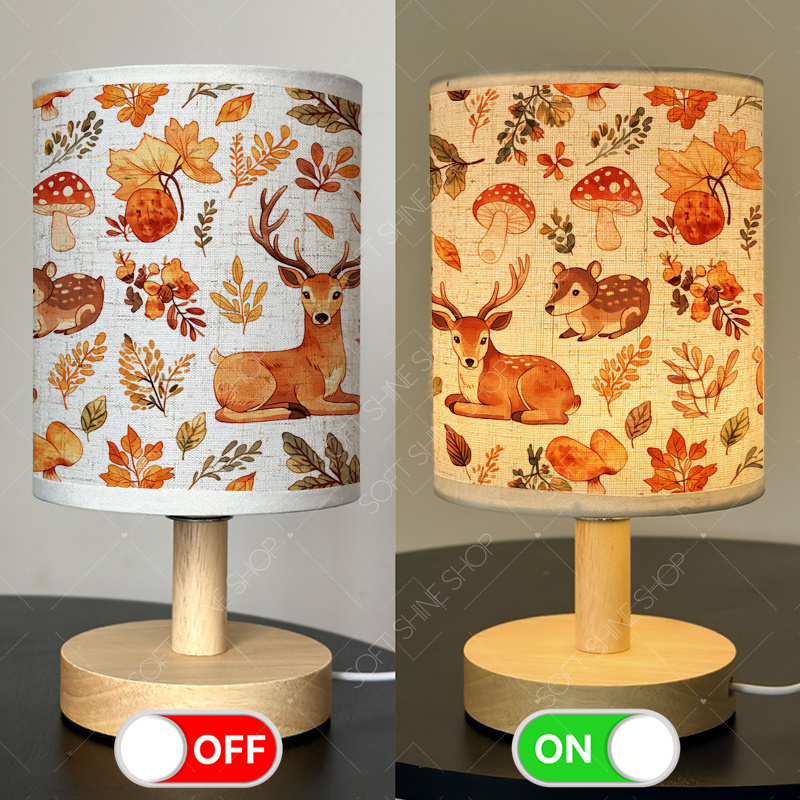USB Powered Fabric Table Lamp, Woodland Animals Design
