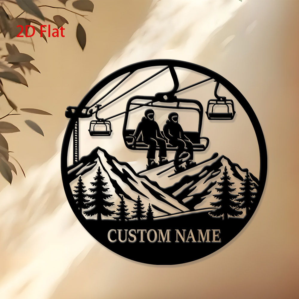 TEMU 1 pièce Panneau métallique personnalisé , Décoration murale de montagne personnalisée pour les amateurs de sports d'hiver, Cadeau unique pour