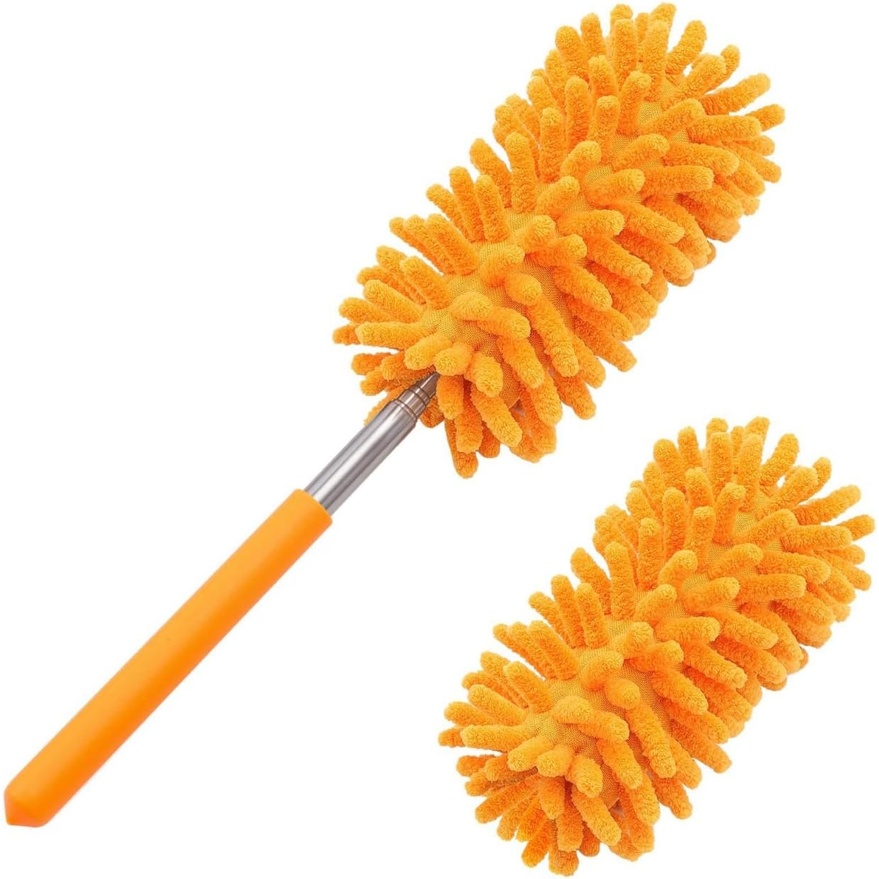 TEMU 1pc Augbella Extendable Pole Duster With Retractable Telescopic Cleaning & Detachable Microfiber Head - Hand-washable Suitable For Ceiling Fans,