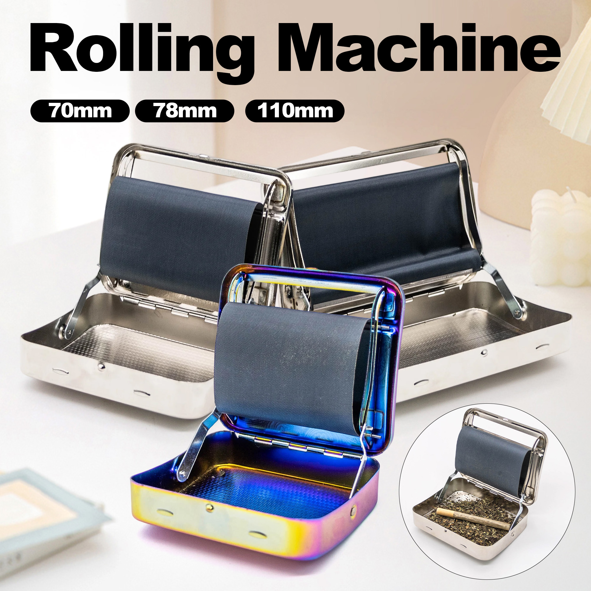 temu cigarettes Premium Metal Cigarette Roller And Storage Box * Automatic Operation,  Easy-To-Use Rolling Tool * Crafting Cigarettes, Ideal Smoking Accessory