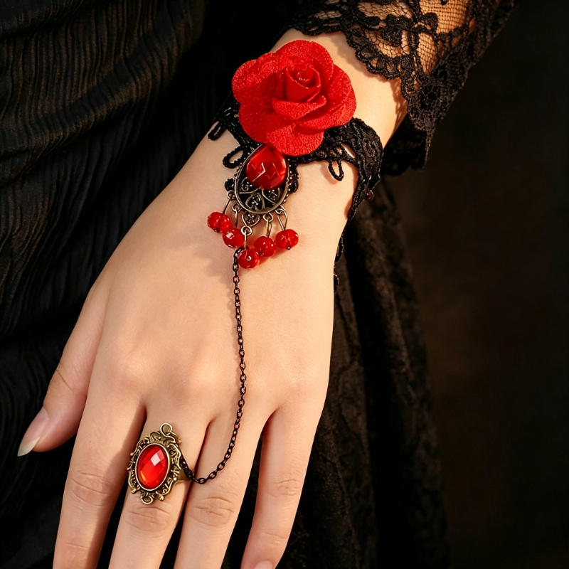 TEMU Bracelet connecté à volants en dentelle de et , bracelet pour femmes, accessoire de bijouterie délicat pour les fêtes, bracelet et bague, pour
