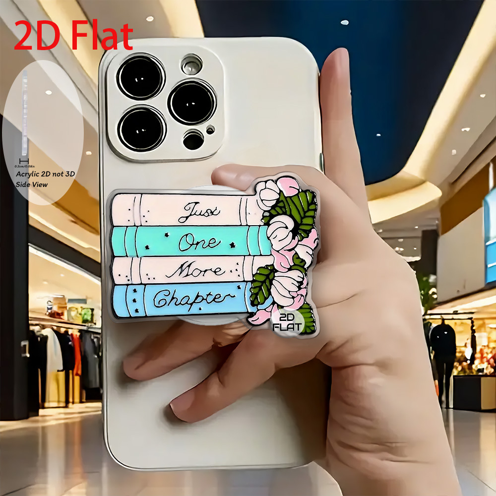 TEMU Un design de livre floral 2D élégant, un support de téléphone télescopique en acrylique pour la lecture, et un support de téléphone pop-up