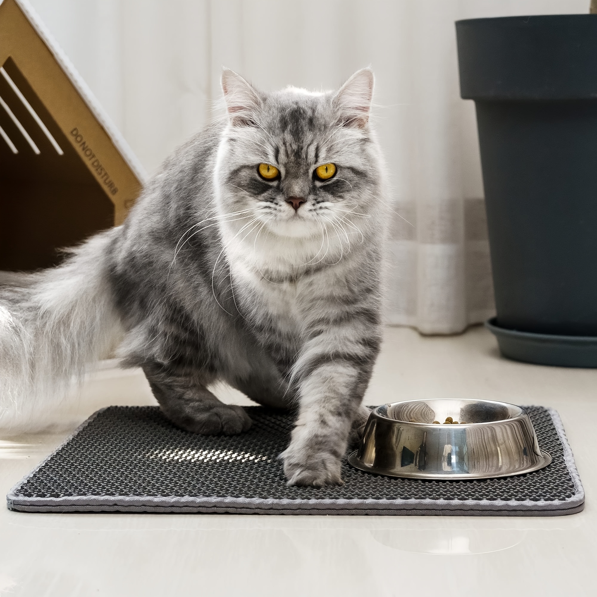 oversized cat litter mat with honeycomb double layer capture system washable   in   sizes to control odor stain resistant compatible with all cats and types of cat litter thickness 1 2cm Product details 7