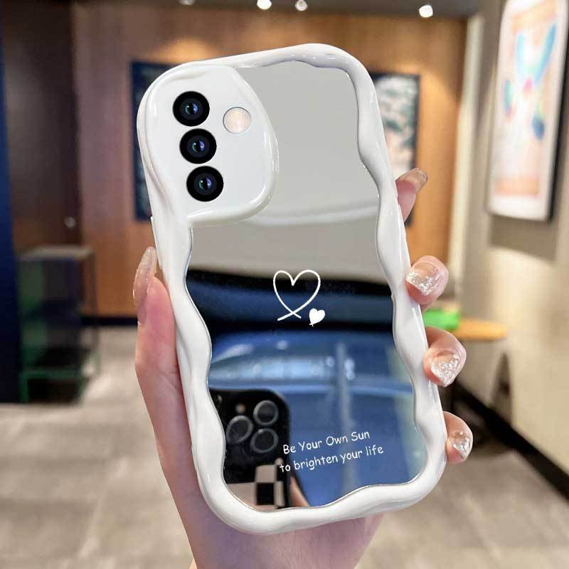 TEMU para teléfono: Espejo de Maquillaje con Ondulado para Galaxy M16 F06 S20+ S20 Ultra A17 A07 S25 FE, Cubierta de TPU Antigolpes