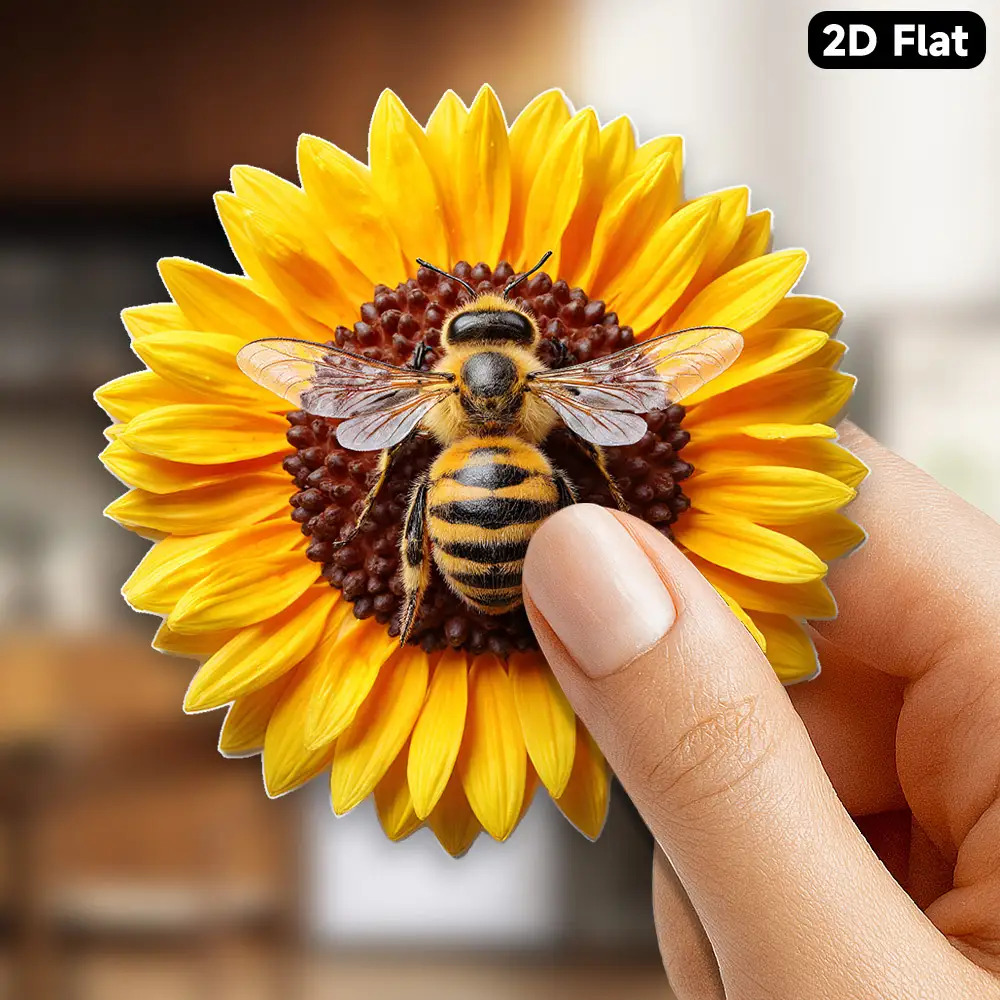 TEMU Imán de 1 abeja y - Flores amarillas brillantes, detalles delicados de abeja y , imán de goma acrílica duradera para decoración de refrigerador,