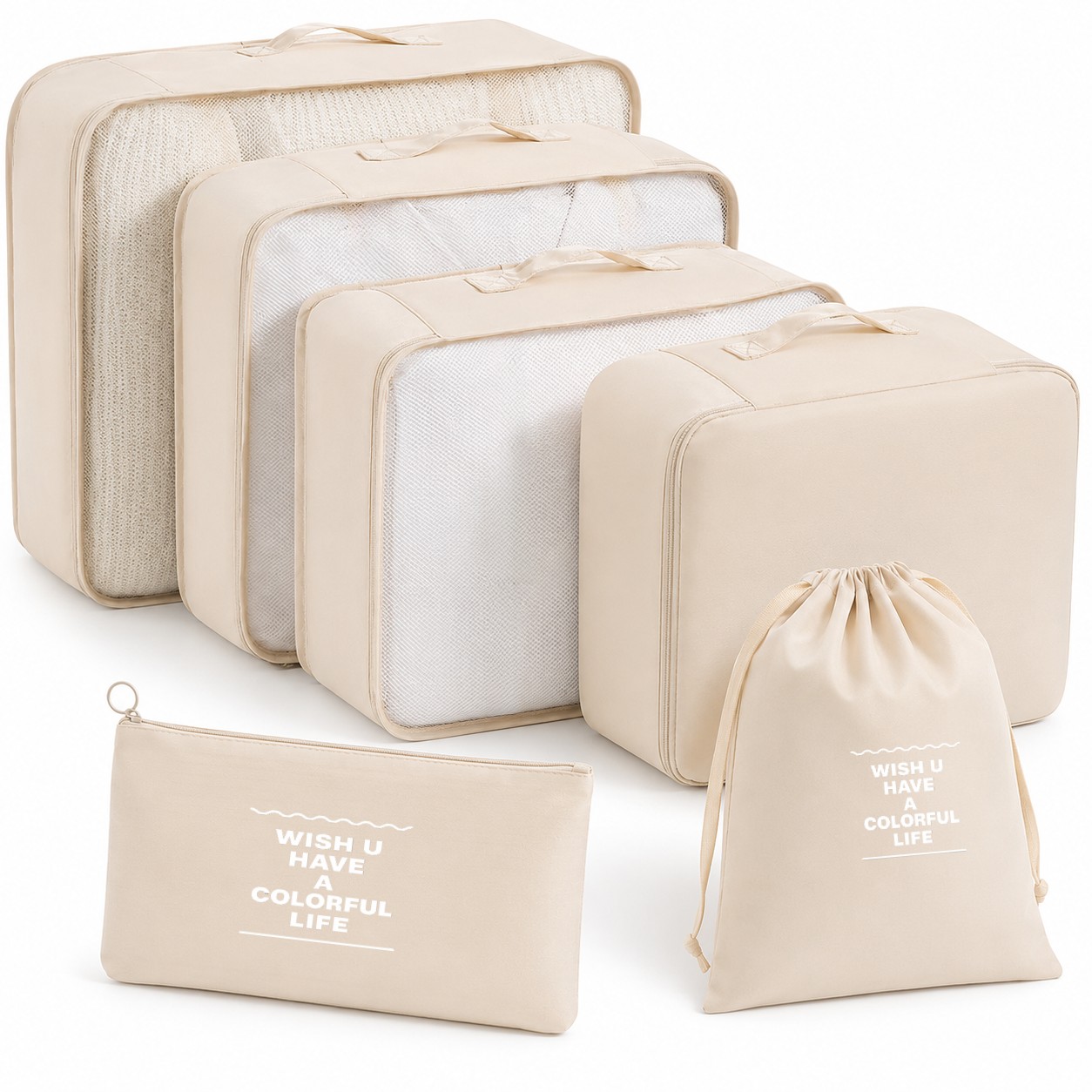 TEMU Lot de 6 sacs de rangement de voyage, organisateurs de rangement de voyage pour vêtements, chaussures, sous-vêtements, sacs de tri polyvalents
