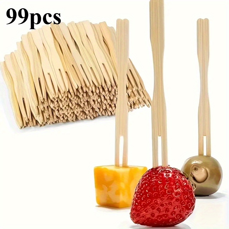 Image of 99/50pcs Mini Fruit Forks, Appetizer Forks For Fruit, Pastries, Desserts, Fruit & Dessert Skewers, Snack Forks, Ideal For Parties, Events, Christmas, And Outdoor Use