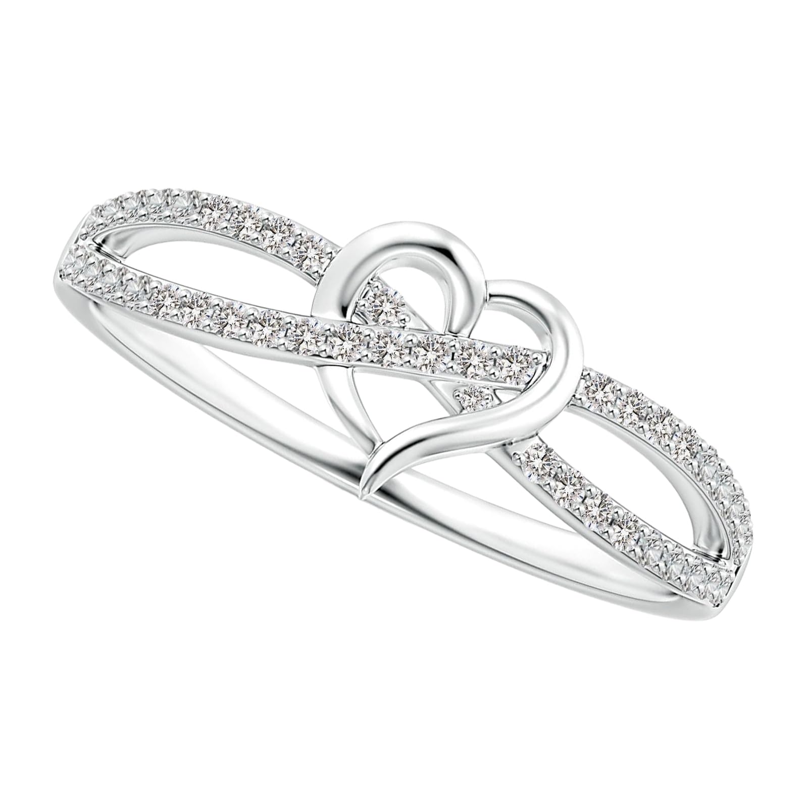 Image of Jewelrywe Infinity Heart Promise Ring: Women's Silvery Knot Heart-shaped Rings With Cubic Synthetic Zirconia Engagement Wedding Jewelry For Valentine's Day Anniversary