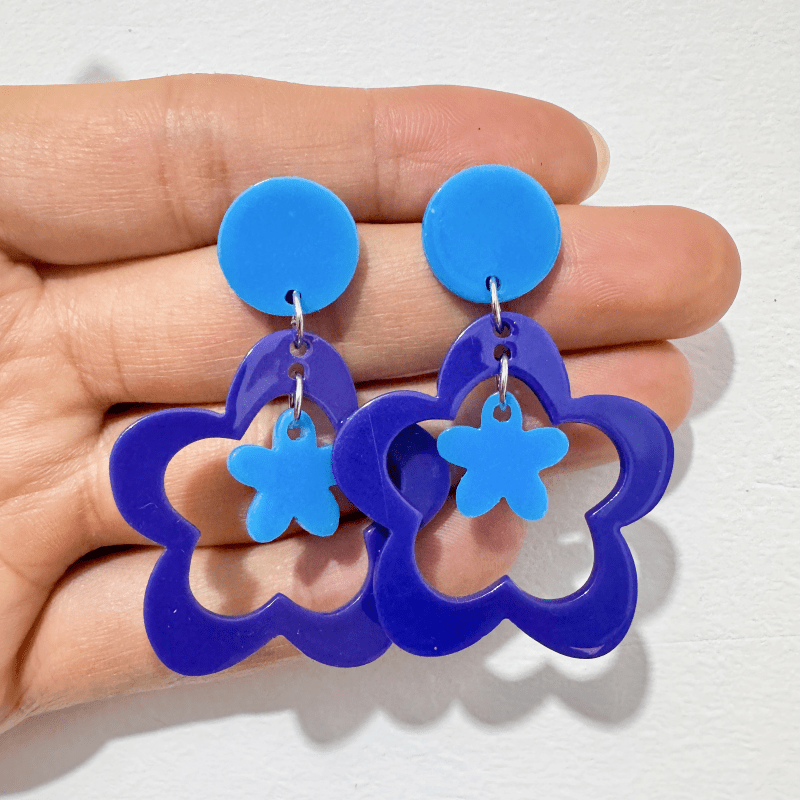 Women's Contrast Floral Pendant Earrings, Y2K Style