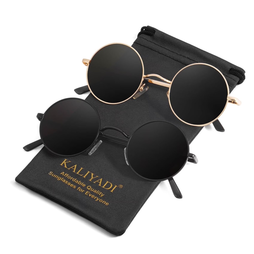 TEMU 2-pack Round Polarized Sunglasses Unisex - Vintage Circle Shape Uv Protection