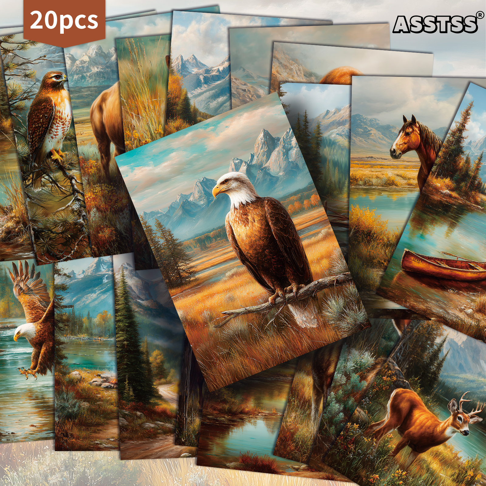 TEMU Set Of 20 Assorted Retro Wild Animal Gift Cards Featuring Classic Pinup Illustrations, Measuring 4x6 Inches, Perfect For Scrapbooking And