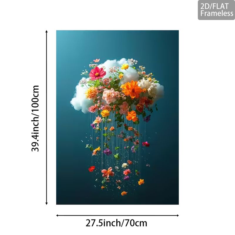 TEMU 2d Flat, 2d Flat, 2d/flat, 1pc Unframed Canvas Art Featuring Colorful Clouds And Rain, Wall Art For Indoor And Outdoor Spaces, Large Size Wall