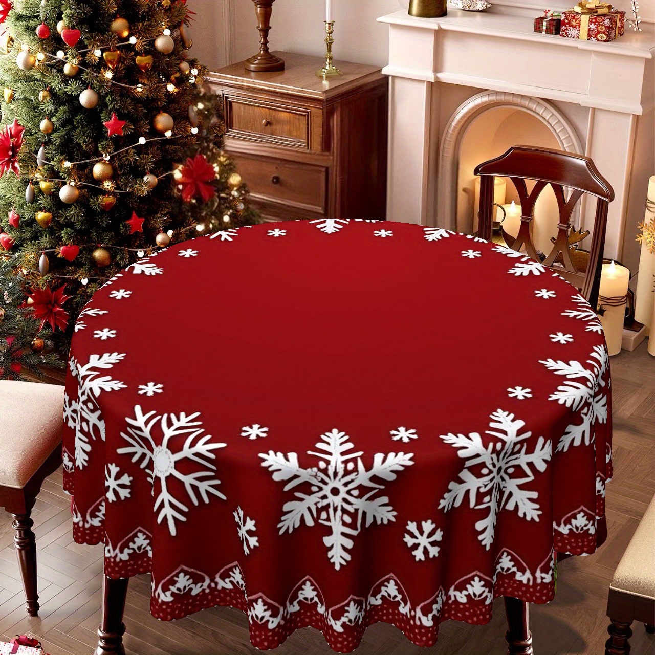 1 stück tischdecke weihnachten festliche rote runde