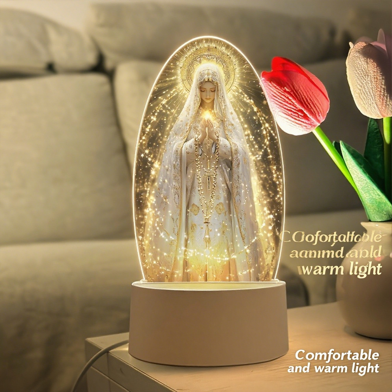 Una lámpara exquisita con una estatua, alimentada por USB, que proporciona una luz suave para la iluminación de la mesa - Perfecta para crear un ambiente acogedor en el dormitorio, sirviendo como luz nocturna decorativa y un regalo atento para entusiastas