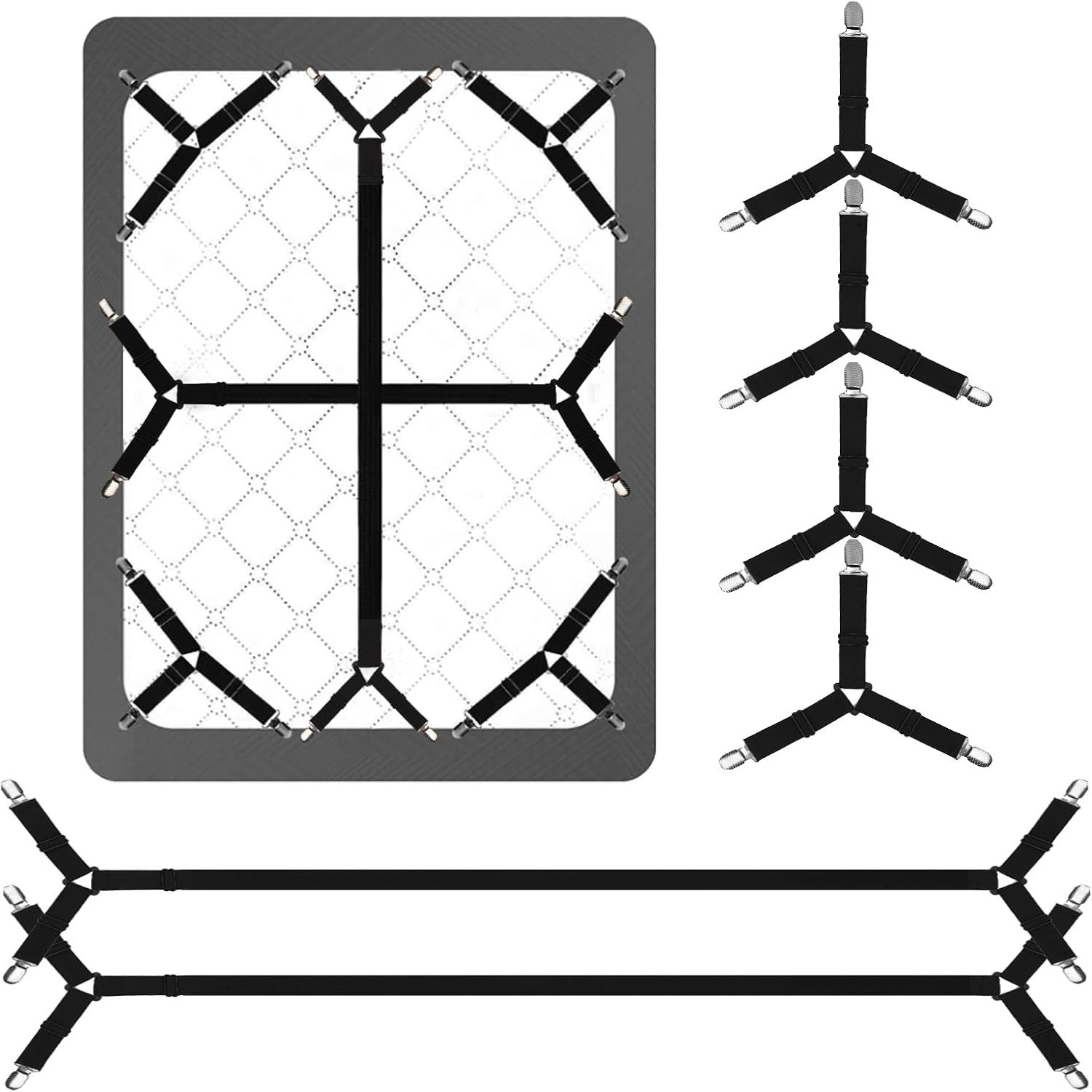 TEMU Bed Sheet Straps, 6pcs Secure And Fitted Sheet Straps For Full Size Bed, Adjustable Sheet Clips For Perfectly Fitted Sheet Straps Holders For