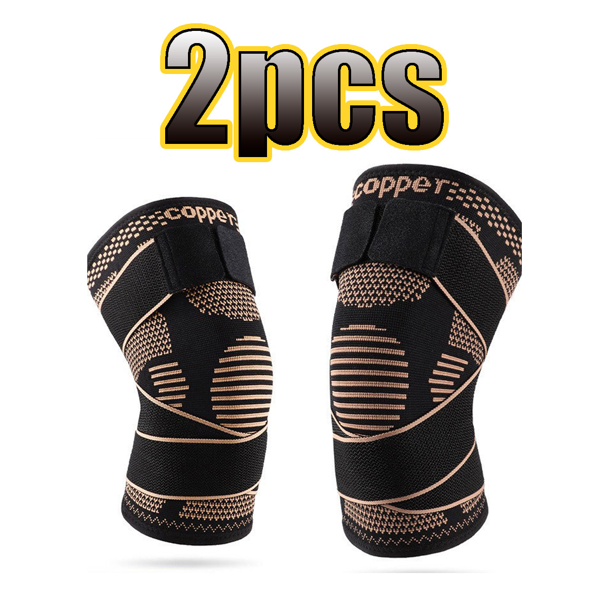 TEMU 2pcs And Golden Strap Compression Knee And Leg Sleeves, High Elasticity And Breathable, Suitable For Travel, Home, And Daily Use, Stable Support