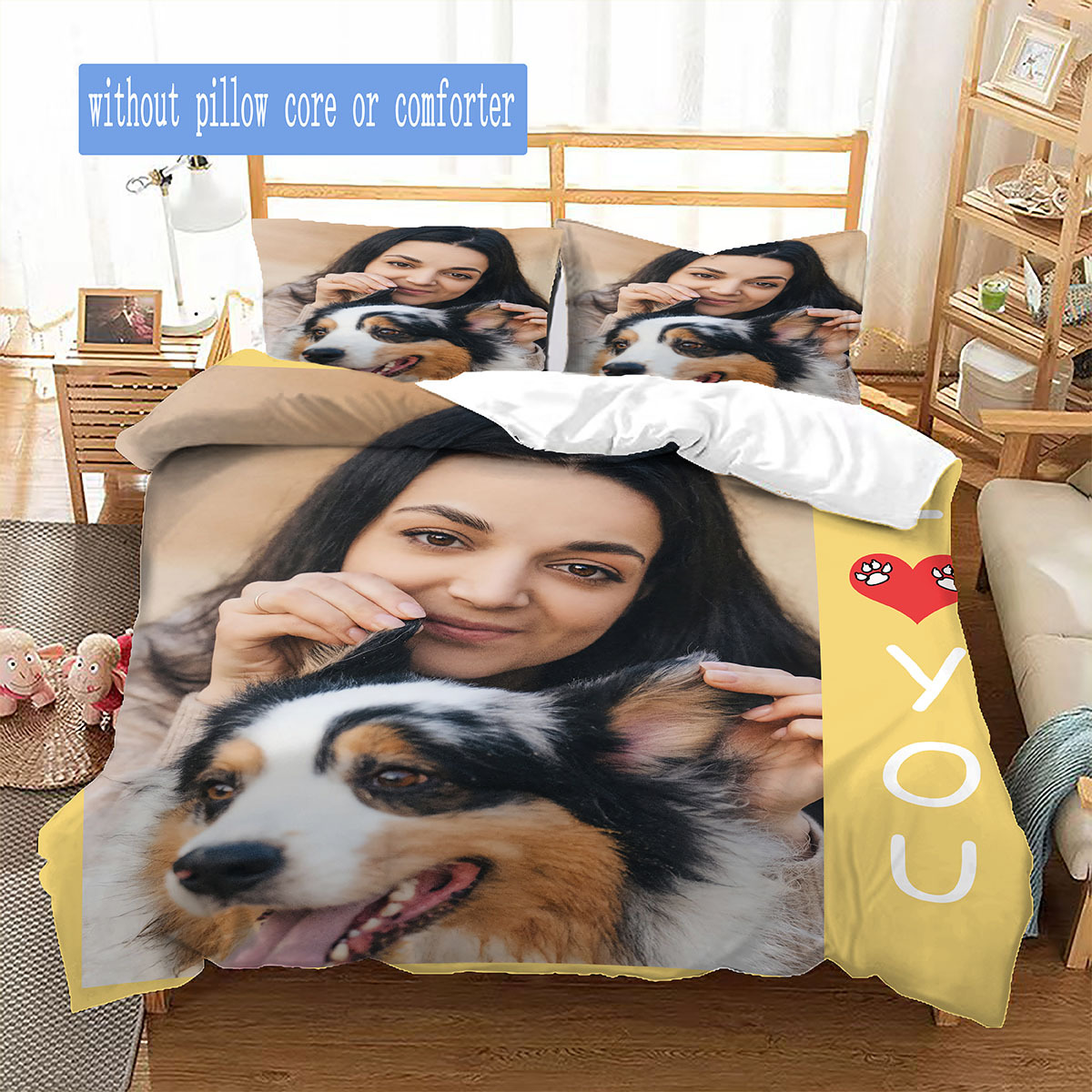 

Personalized Photos Bedding Print Cover Cartoon Quilt Cover For Bedroom Decor Bedclothes Halloween Christmas Gifts Christmas Decoration(1 * Duvet 2 * Pillowcase, Without )